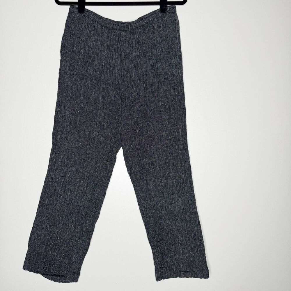 IC by Connie K Textured Linen Blend Lined Crop Pant Women's Size Medium - Picture 2 of 9